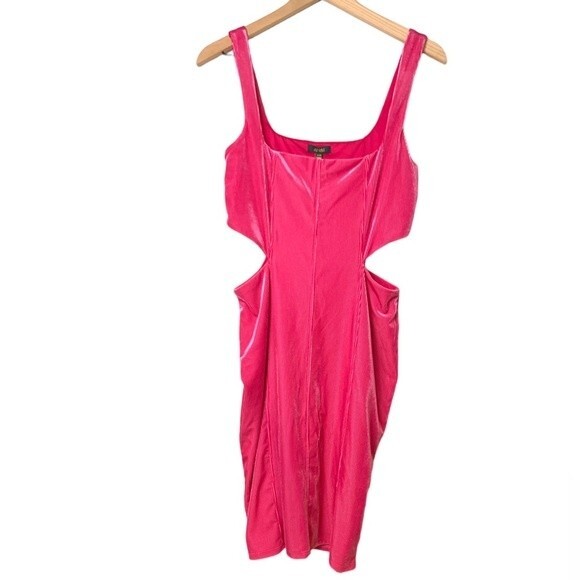 NWT AFRM Paradiso Cutout velvet ribbed pink Bodycon dress. Size Medium. - Picture 10 of 14